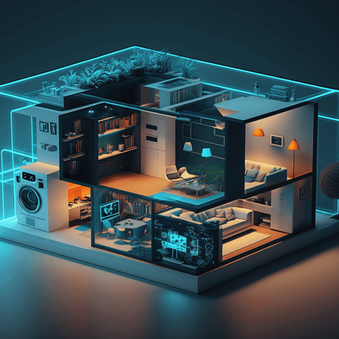 Illustration of a see through home utilising Smart Technology