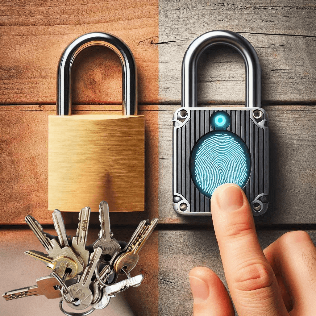 Traditional Padlock with keys vs Fingerprint Padlock